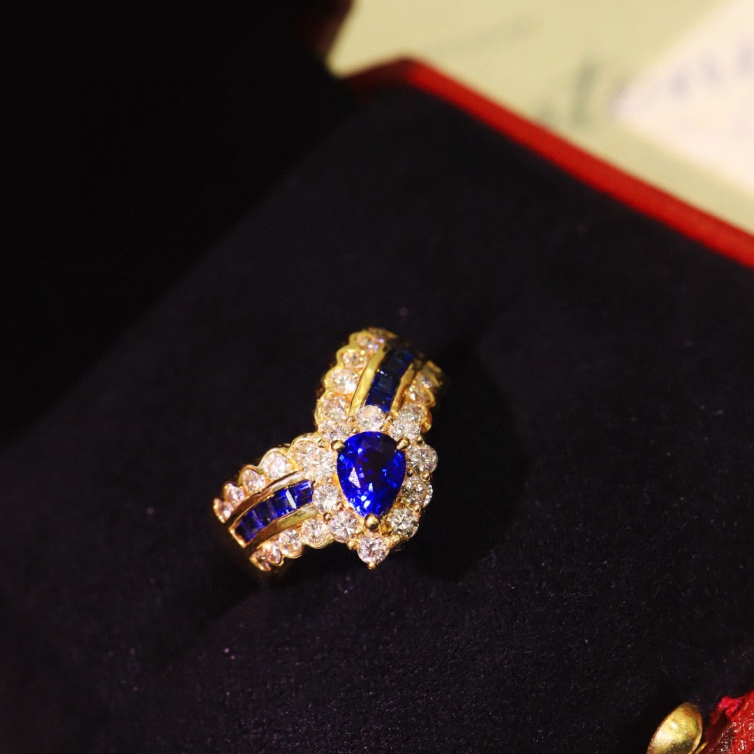 14k Gold 1.47 Ctw Natural Sapphire & Diamond Ring - 2