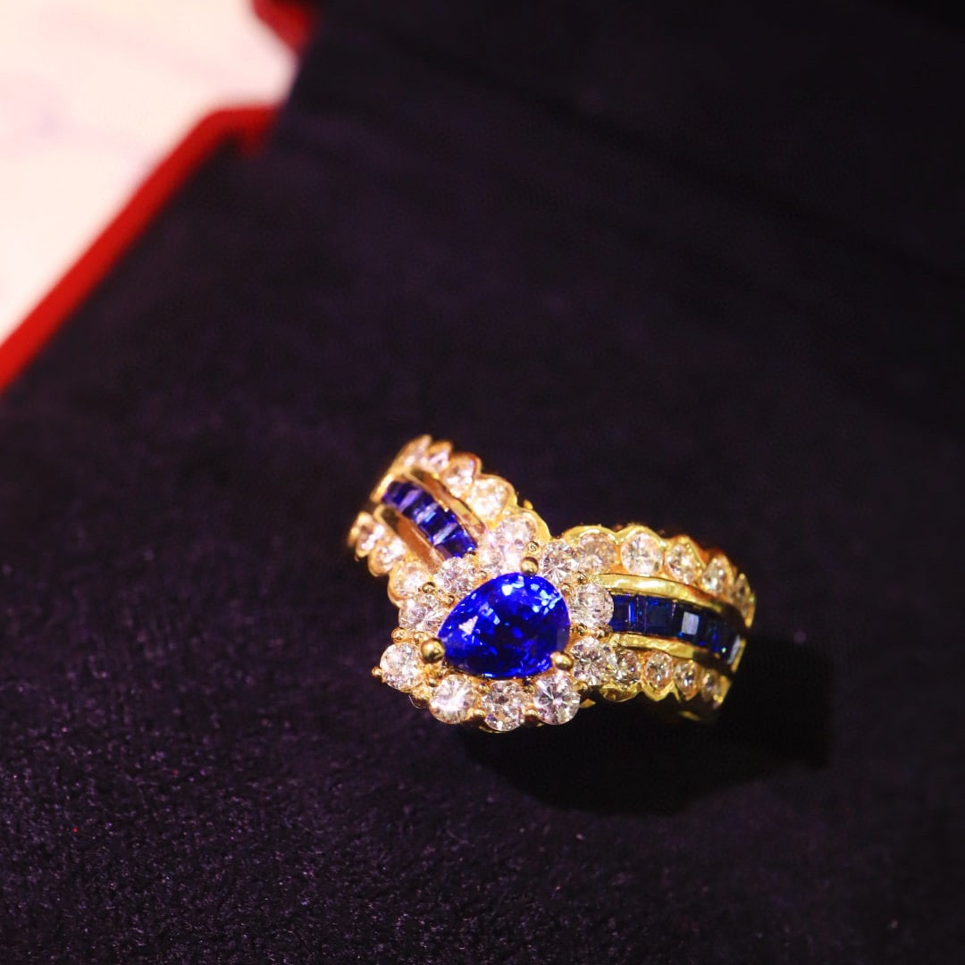 14k Gold 1.47 Ctw Natural Sapphire & Diamond Ring - 3