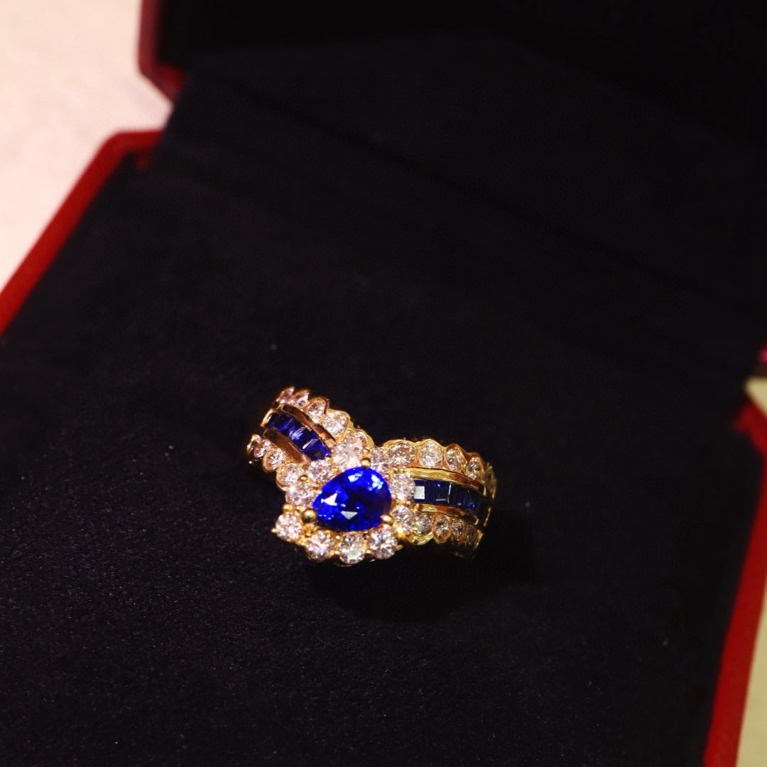 14k Gold 1.47 Ctw Natural Sapphire & Diamond Ring - 5