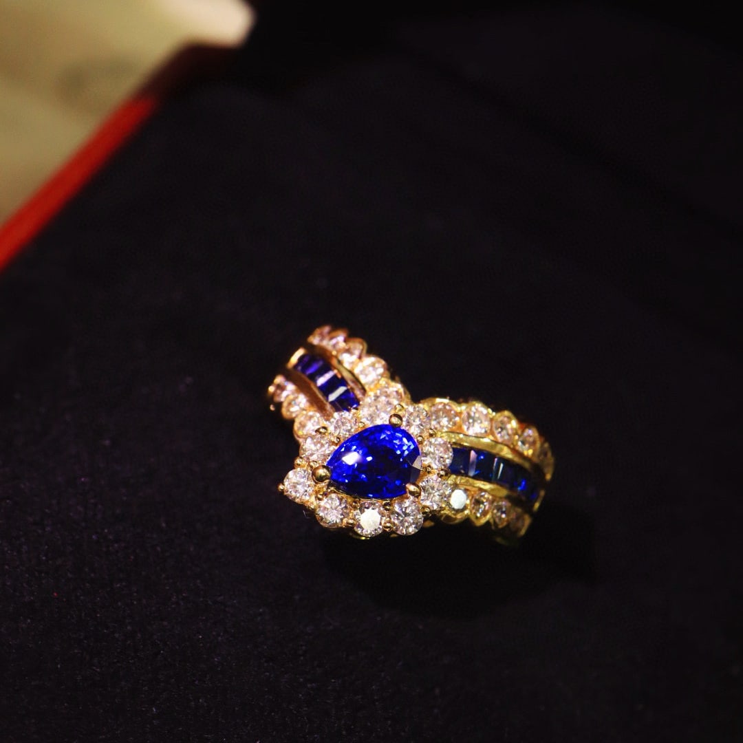 14k Gold 1.47 Ctw Natural Sapphire & Diamond Ring - 6