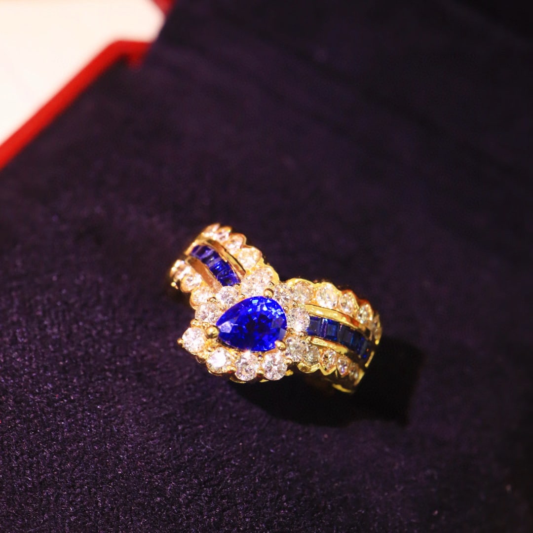 14k Gold 1.47 Ctw Natural Sapphire & Diamond Ring - 7