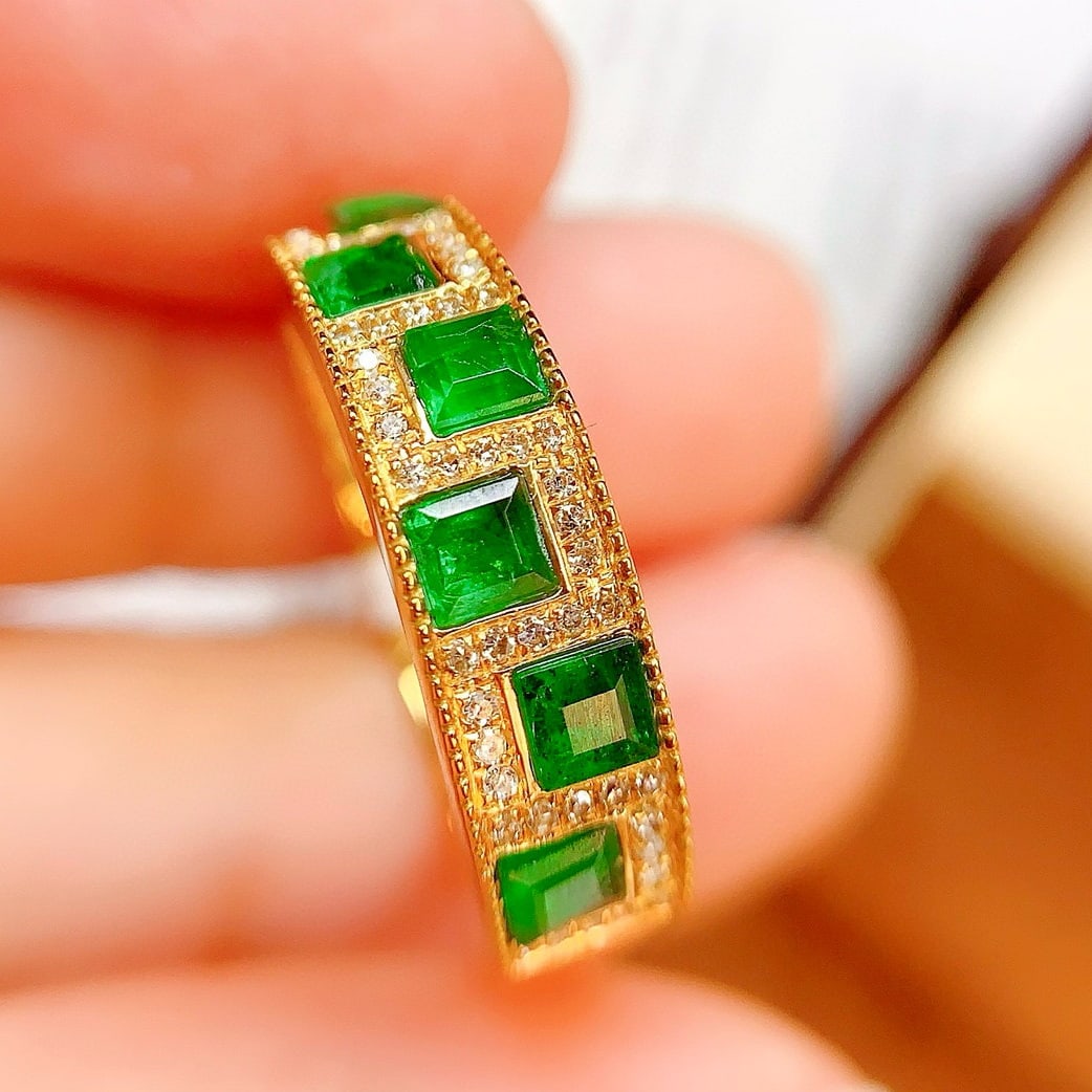 14k Gold 0.28 Ct Natural Yellow Diamond & Diamond Ring - 7