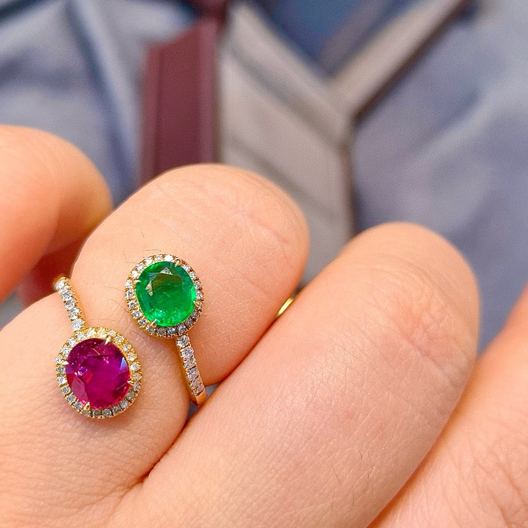 14k Gold 2.08 Ctw Natural Ruby & Emerald & Toi Et Moi Ring - 5