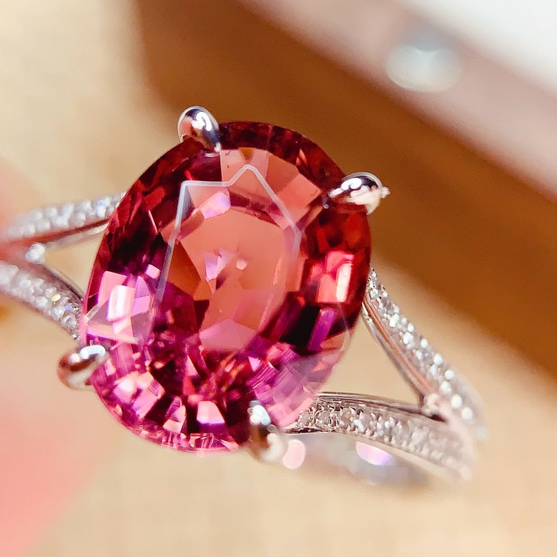 14k Gold 2.8 Ct Natural Tourmaline & Diamond Ring - 2