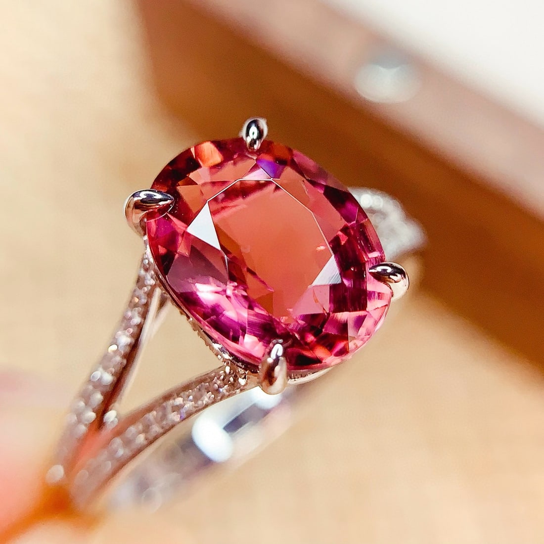 14k Gold 2.8 Ct Natural Tourmaline & Diamond Ring - 5