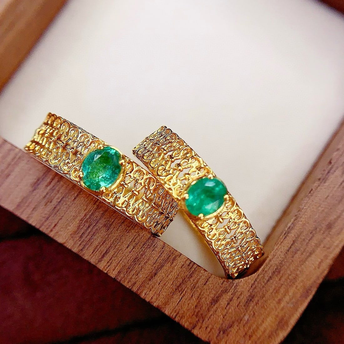 14k Gold 0.4 Ct Natural Emerald Ring - 6