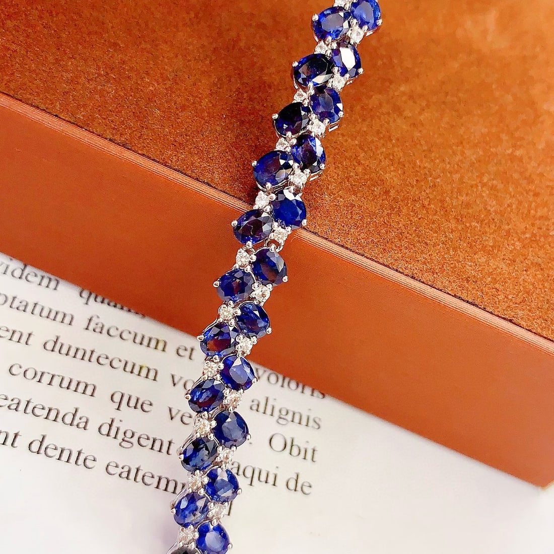 14k Gold 8.02 Ct Natural Sapphire & Diamond Bracelet - 2