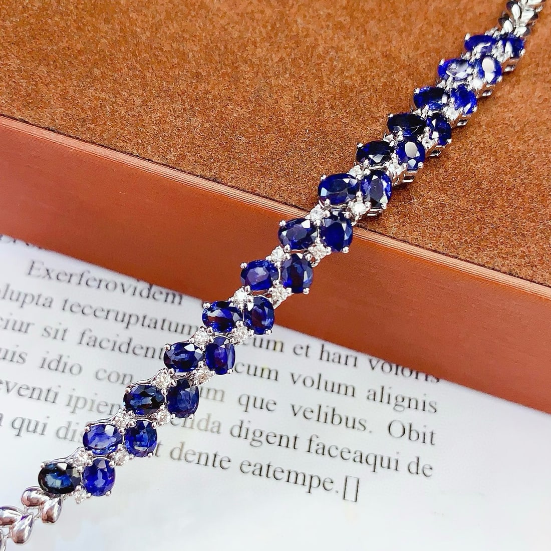 14k Gold 8.02 Ct Natural Sapphire & Diamond Bracelet - 5