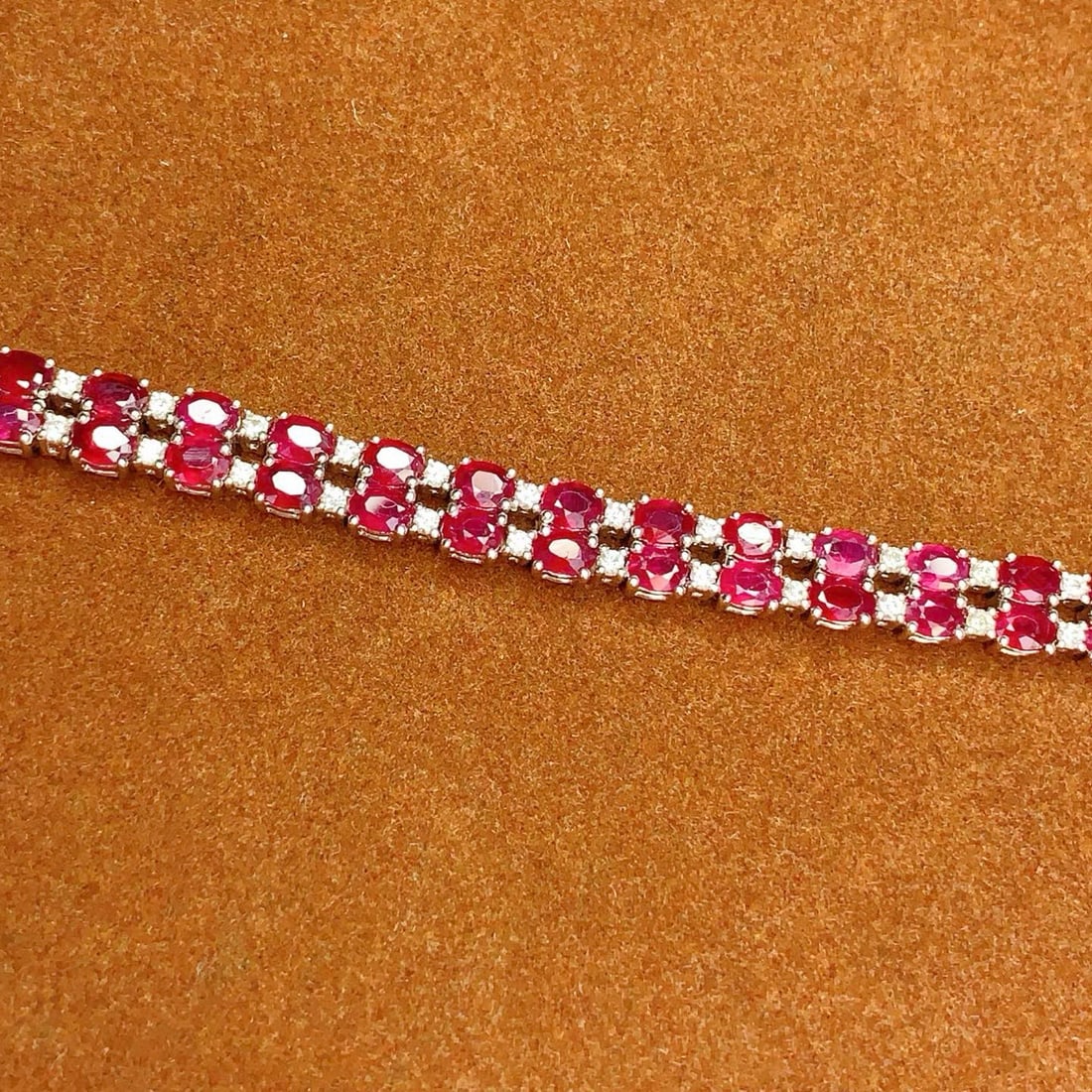 14k Gold 12.73 Ct Natural Ruby & Diamond Bracelet - 2