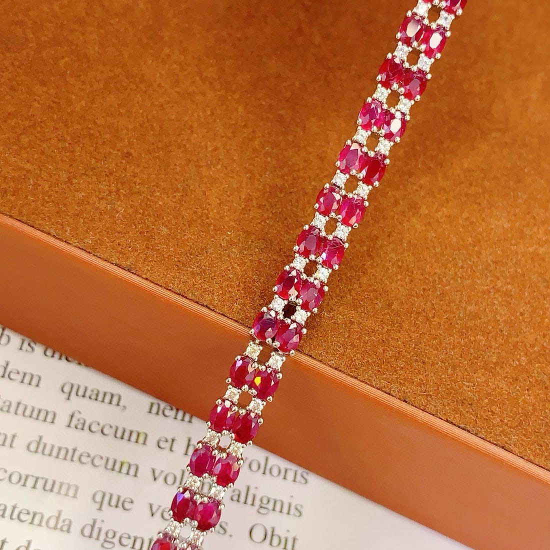 14k Gold 12.73 Ct Natural Ruby & Diamond Bracelet - 3