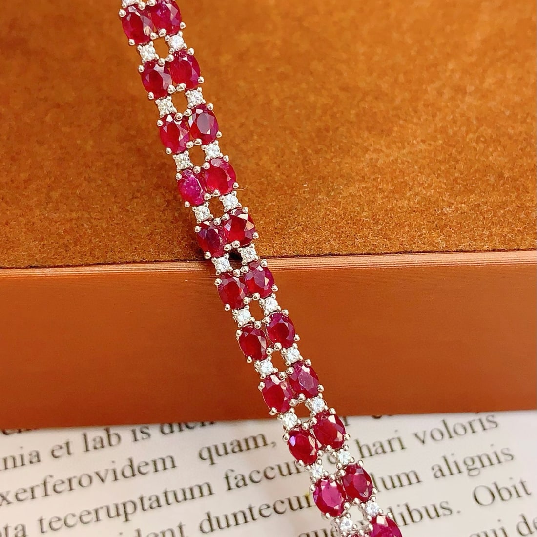 14k Gold 12.73 Ct Natural Ruby & Diamond Bracelet - 4