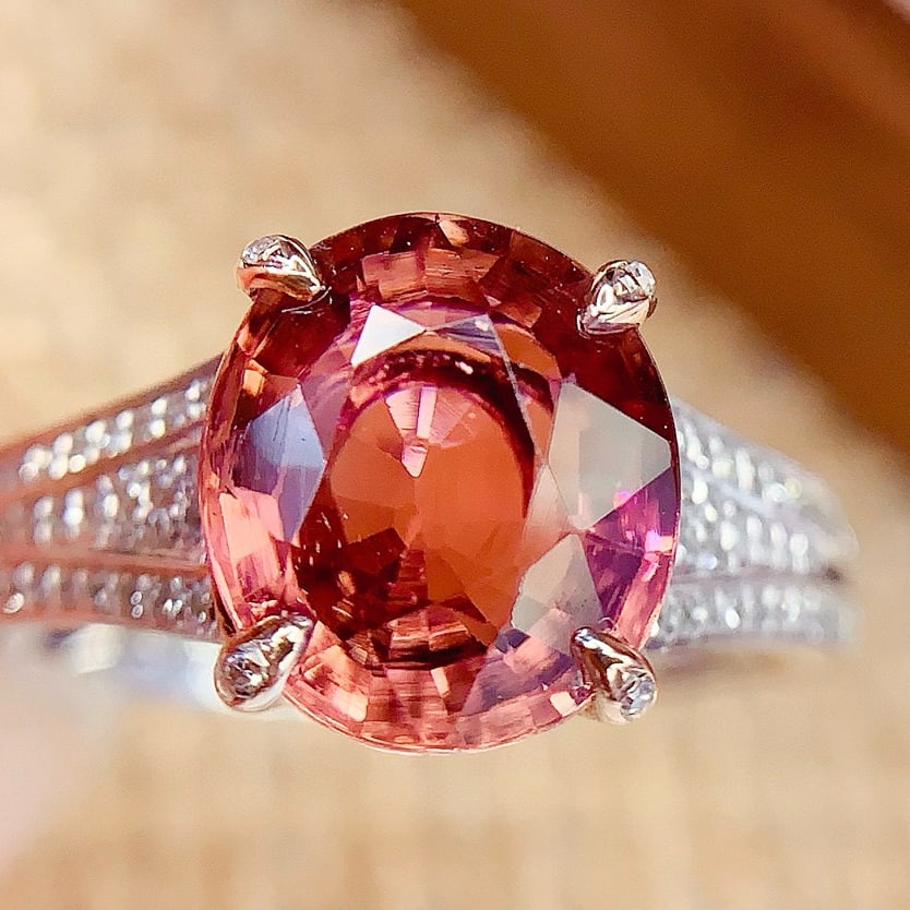 14k Gold 3.36 Ct Natural Tourmaline & Diamond Ring - 2