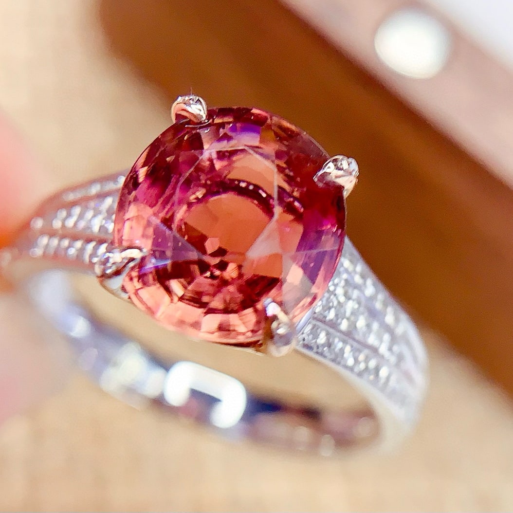 14k Gold 3.36 Ct Natural Tourmaline & Diamond Ring - 3