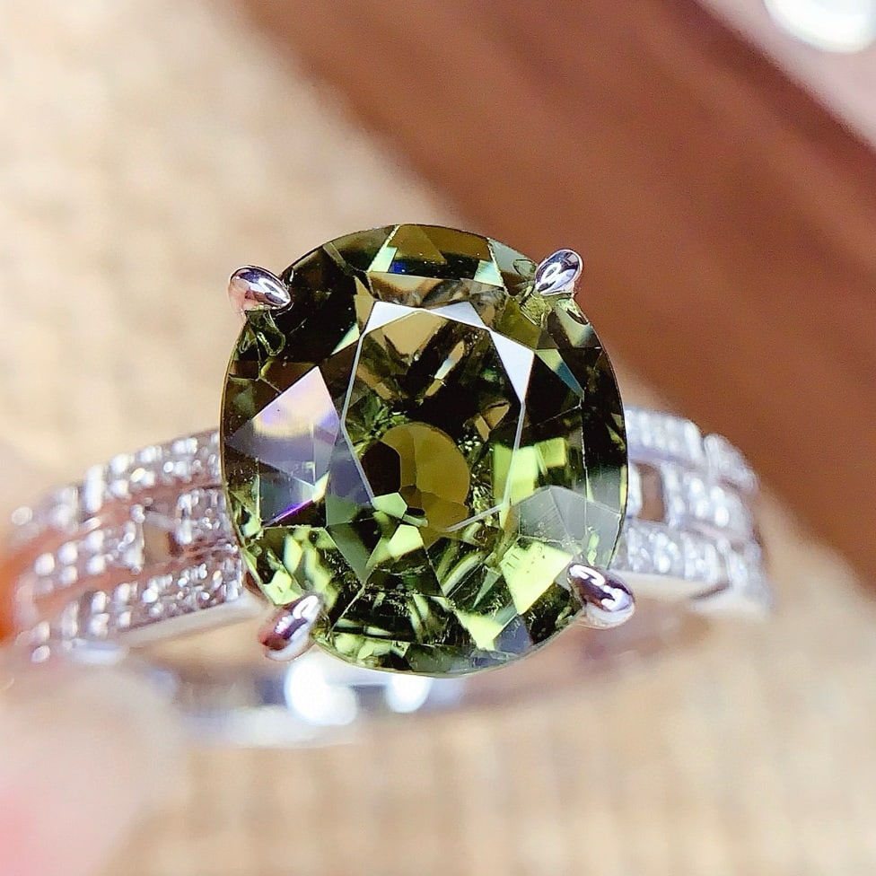 14k Gold 4 Ct Natural Tourmaline & Diamond Ring - 2