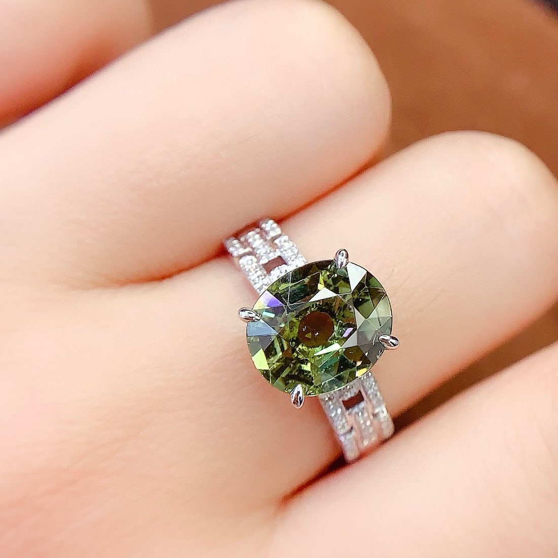 14k Gold 4 Ct Natural Tourmaline & Diamond Ring - 6