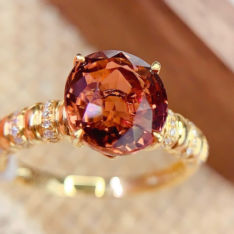 14k Gold 3.35 Ct Natural Tourmaline & Diamond Ring - 3