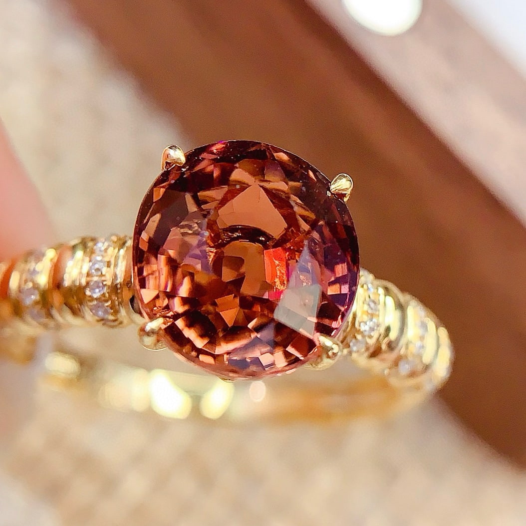 14k Gold 3.35 Ct Natural Tourmaline & Diamond Ring - 4