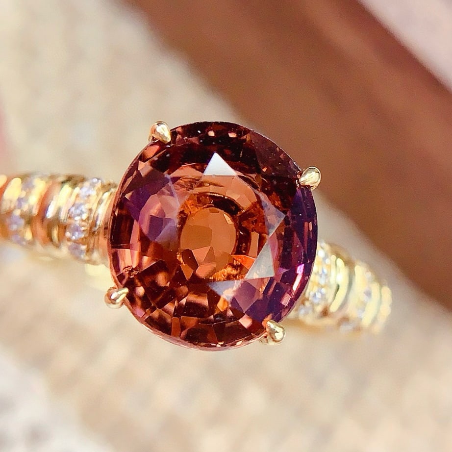 14k Gold 3.35 Ct Natural Tourmaline & Diamond Ring - 5