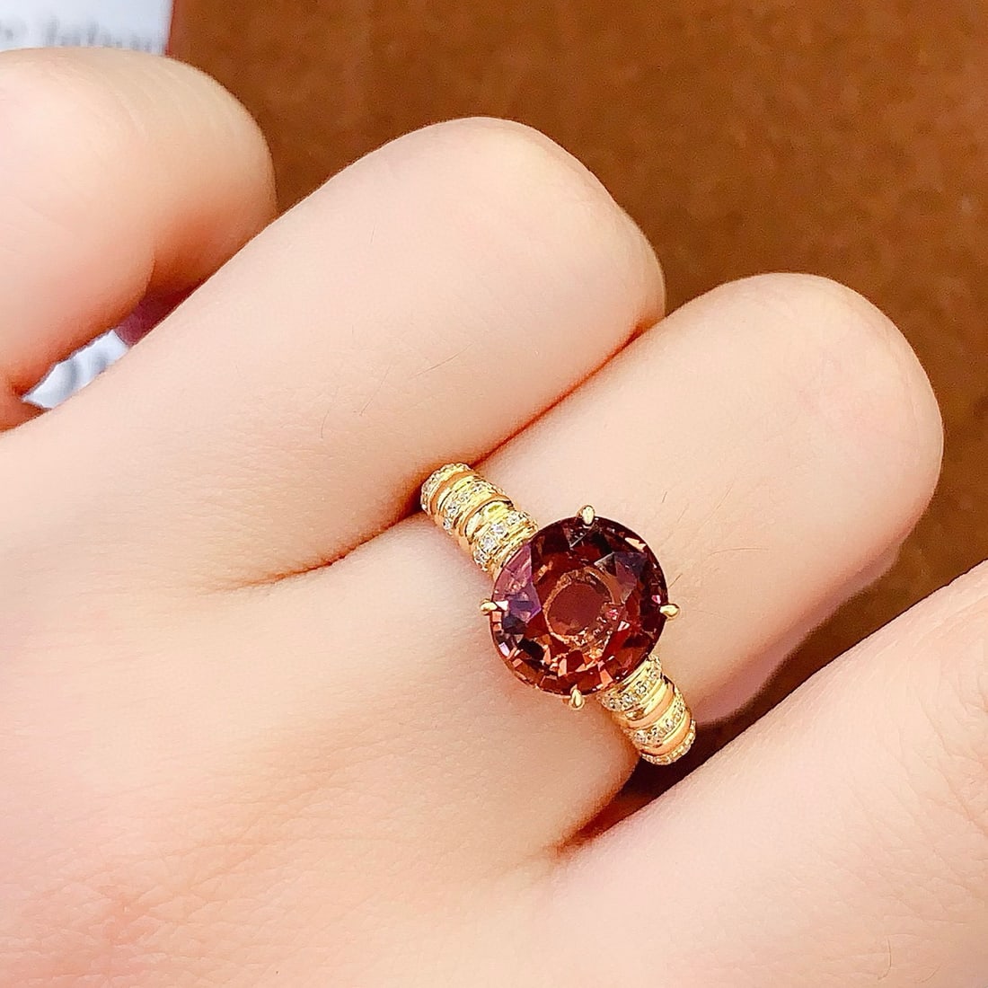 14k Gold 3.35 Ct Natural Tourmaline & Diamond Ring - 6