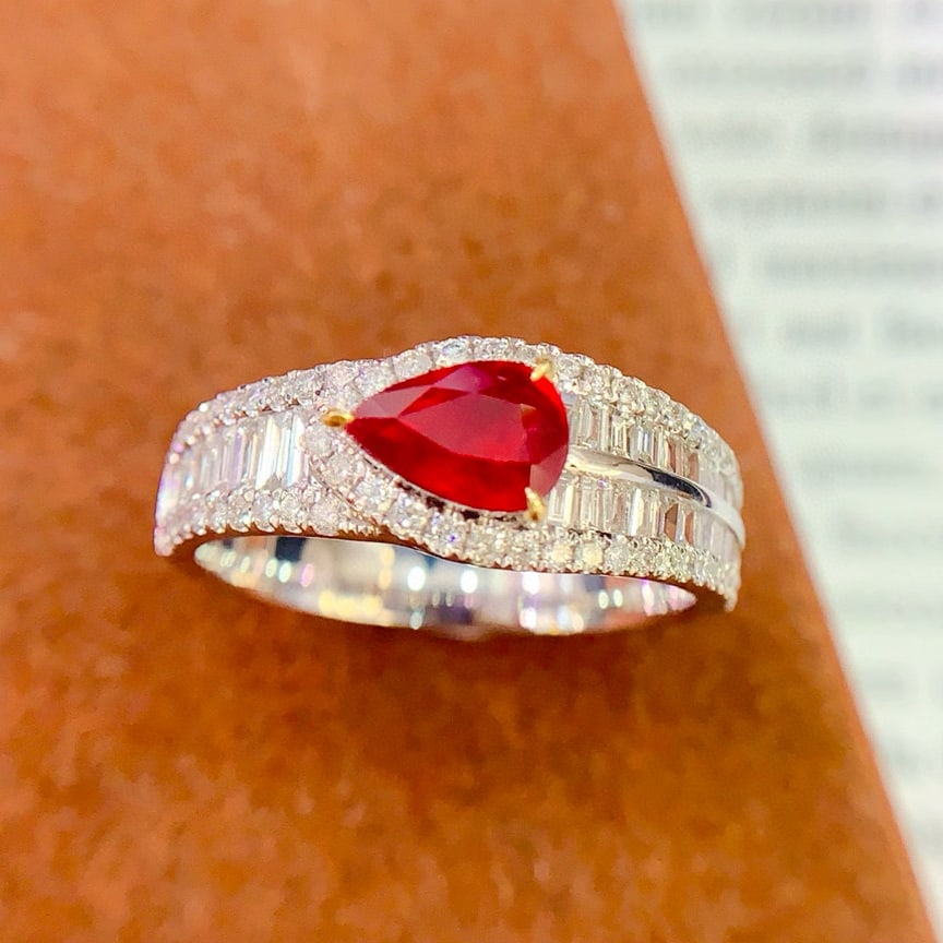 14k Gold 0.93 Ct Natural Ruby & Diamond Ring - 2