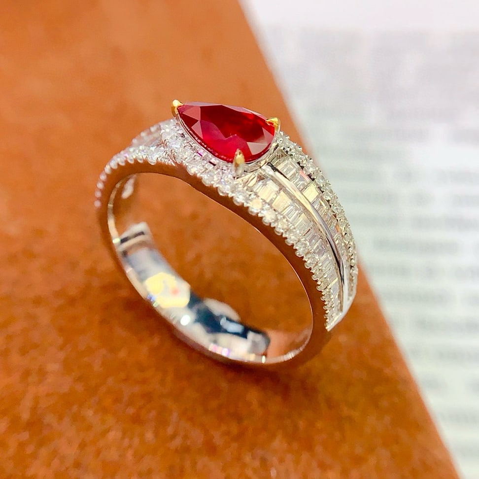 14k Gold 0.93 Ct Natural Ruby & Diamond Ring - 3