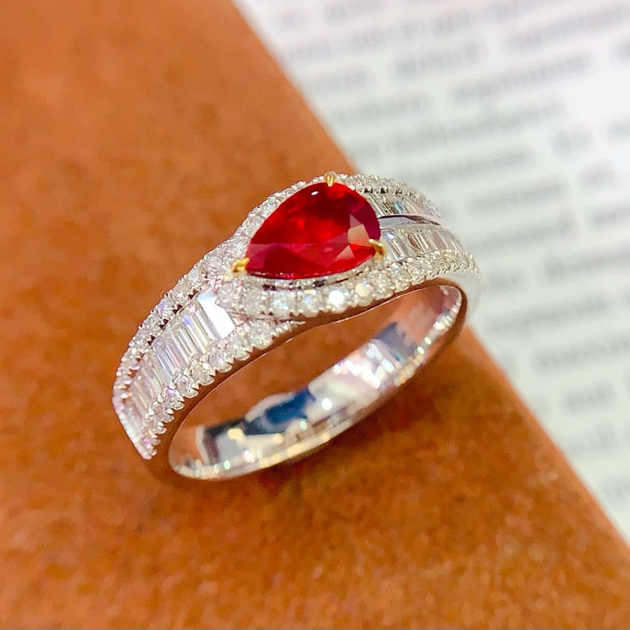 14k Gold 0.93 Ct Natural Ruby & Diamond Ring - 4