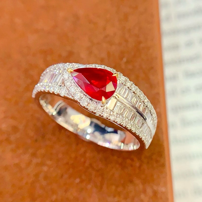 14k Gold 0.93 Ct Natural Ruby & Diamond Ring - 5