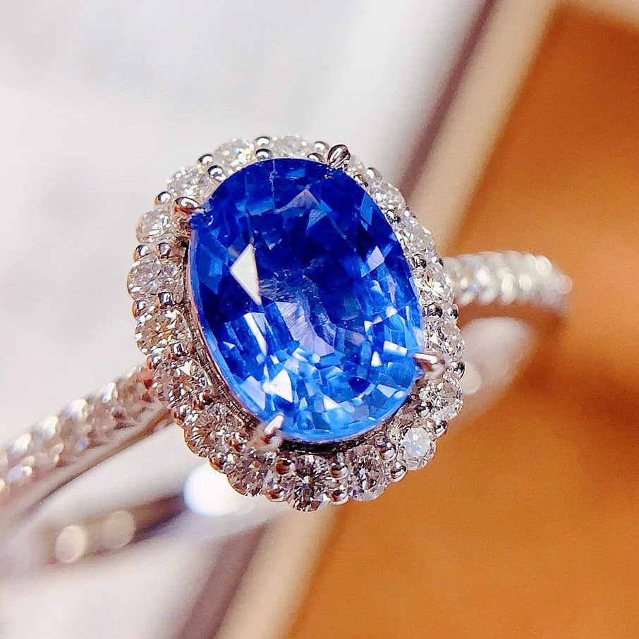 14k Gold 1.55 Ct Natural Sapphire & Diamond Ring - 2