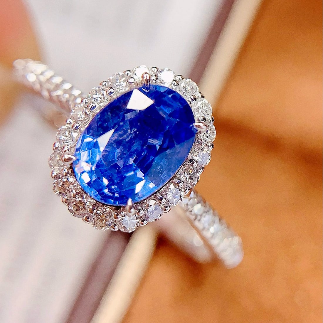 14k Gold 1.55 Ct Natural Sapphire & Diamond Ring - 3