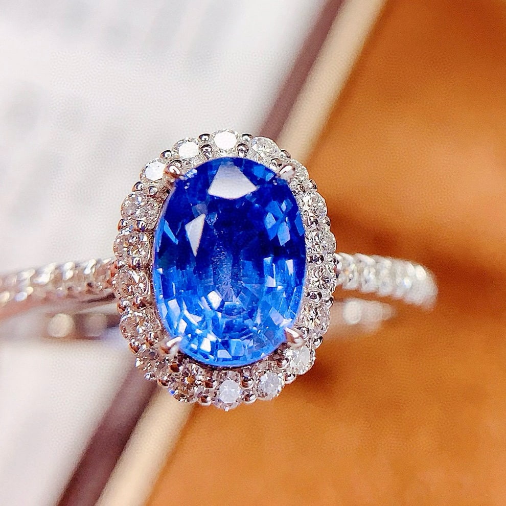 14k Gold 1.55 Ct Natural Sapphire & Diamond Ring - 4