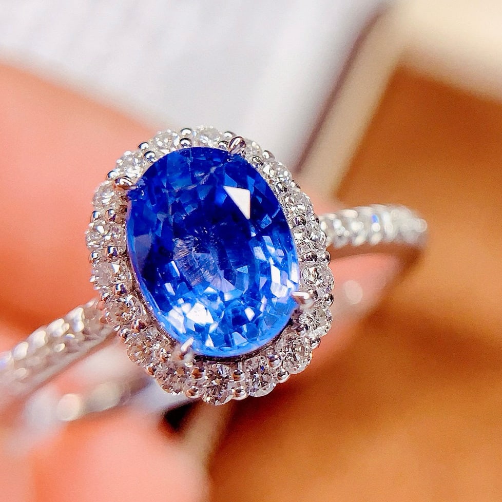 14k Gold 1.55 Ct Natural Sapphire & Diamond Ring - 5