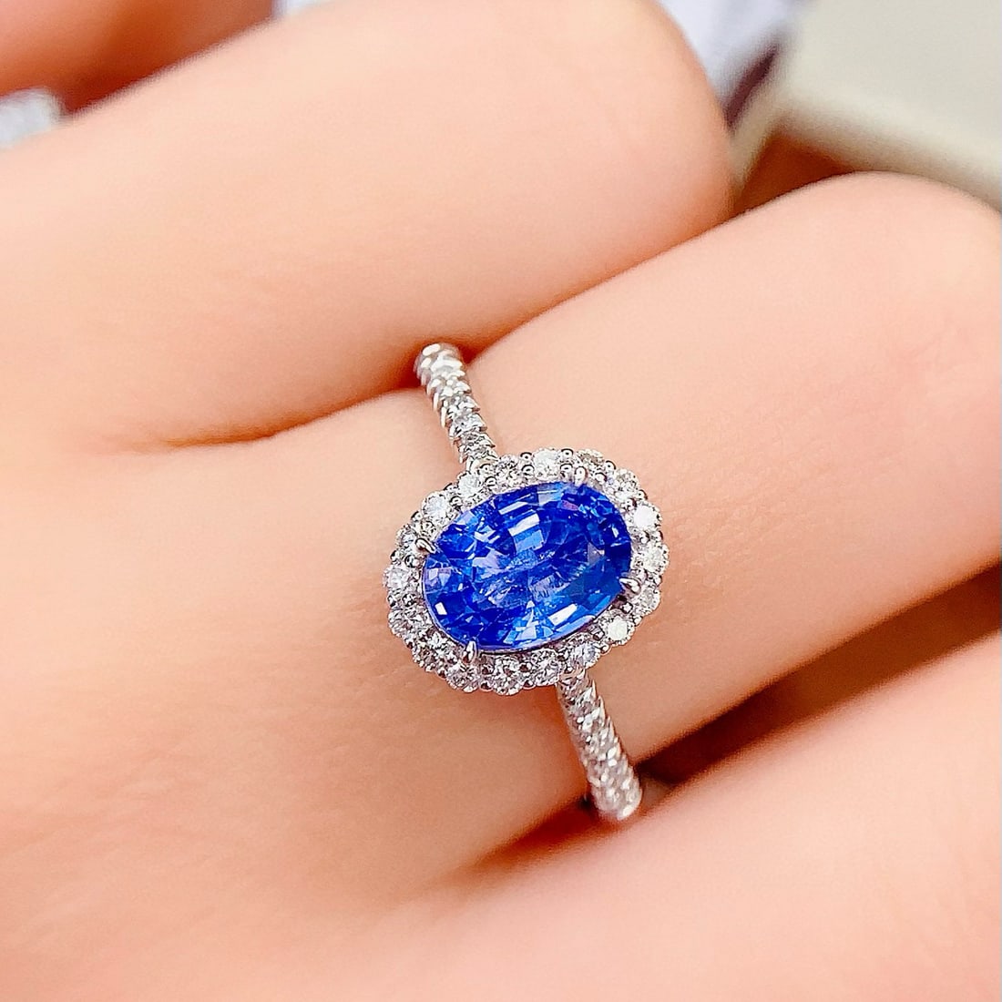 14k Gold 1.55 Ct Natural Sapphire & Diamond Ring - 6