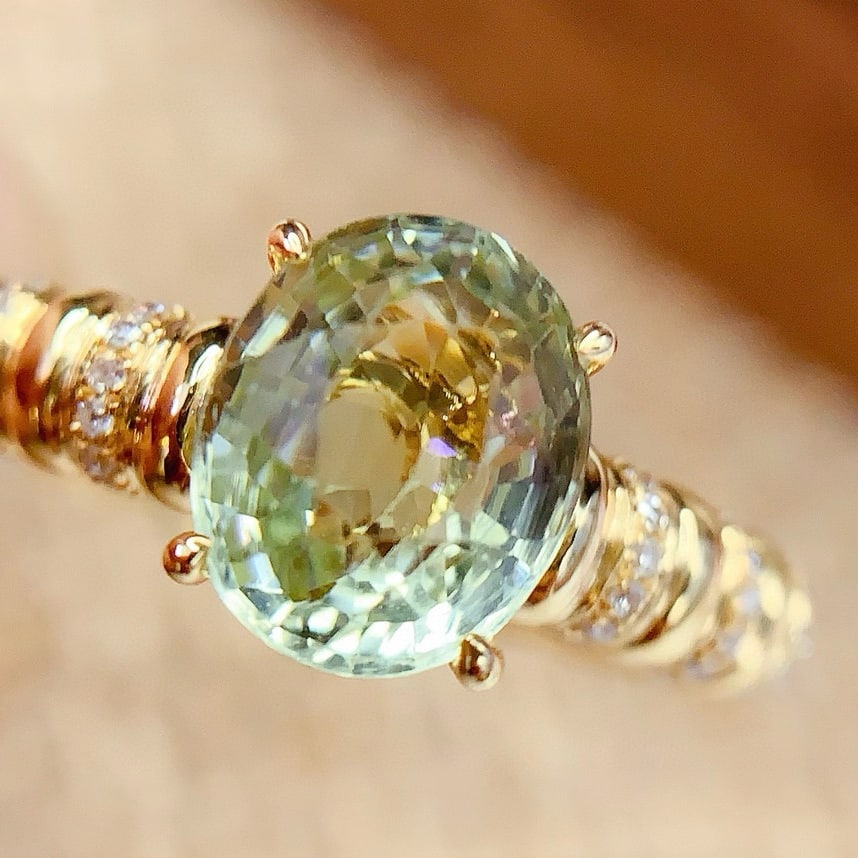 14k Gold 2.08 Ct Natural Tourmaline & Diamond Ring - 5