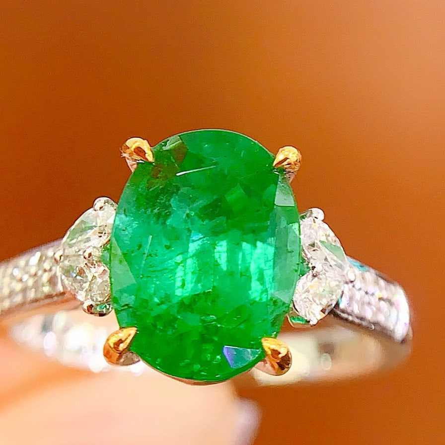 14k Gold 3.02 Ct Natural Emerald & Diamond Ring - 4
