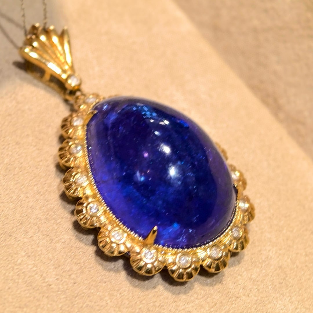 14k Gold 29.58 Ctw Natural Tanzanite & Diamond Pendant( Without Chain ) - 3
