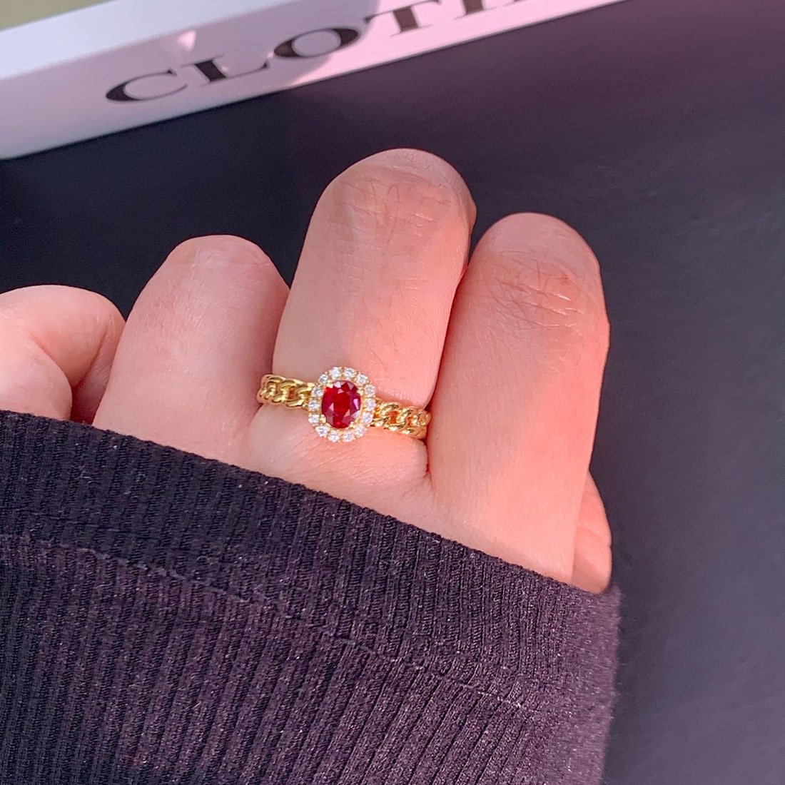 14k Gold 0.62 Ctw Natural Ruby & Diamond Ring - 4