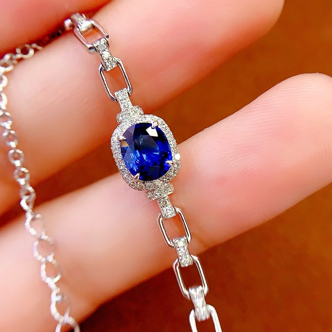 14k Gold 1.2 Ct Natural Sapphire & Diamond Bracelet - 5