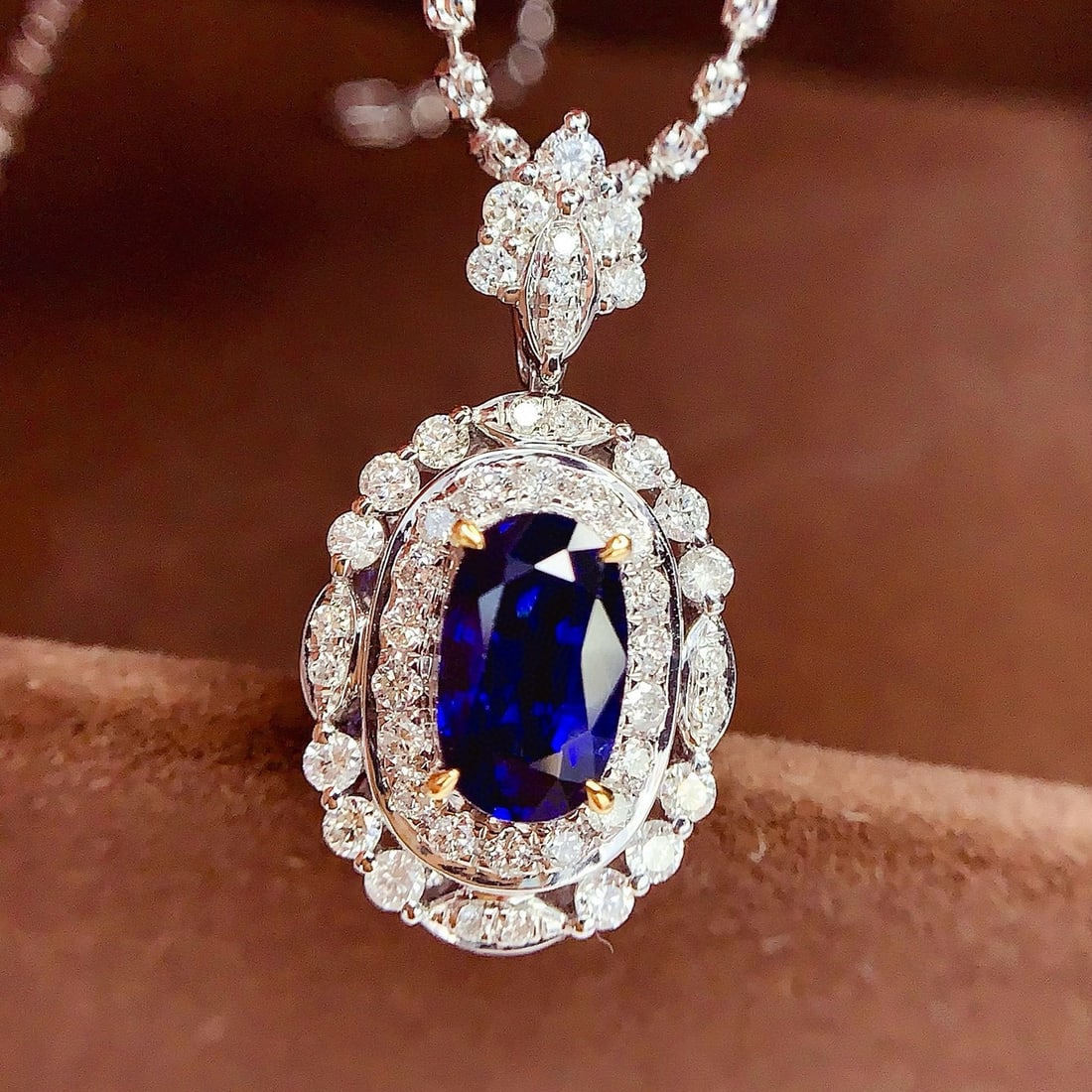 14k Gold 1.42 Ct Natural Sapphire & Diamond Pendant( Without Chain ) - 3