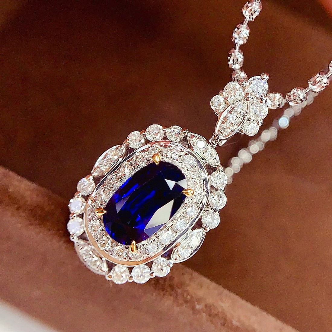 14k Gold 1.42 Ct Natural Sapphire & Diamond Pendant( Without Chain ) - 5