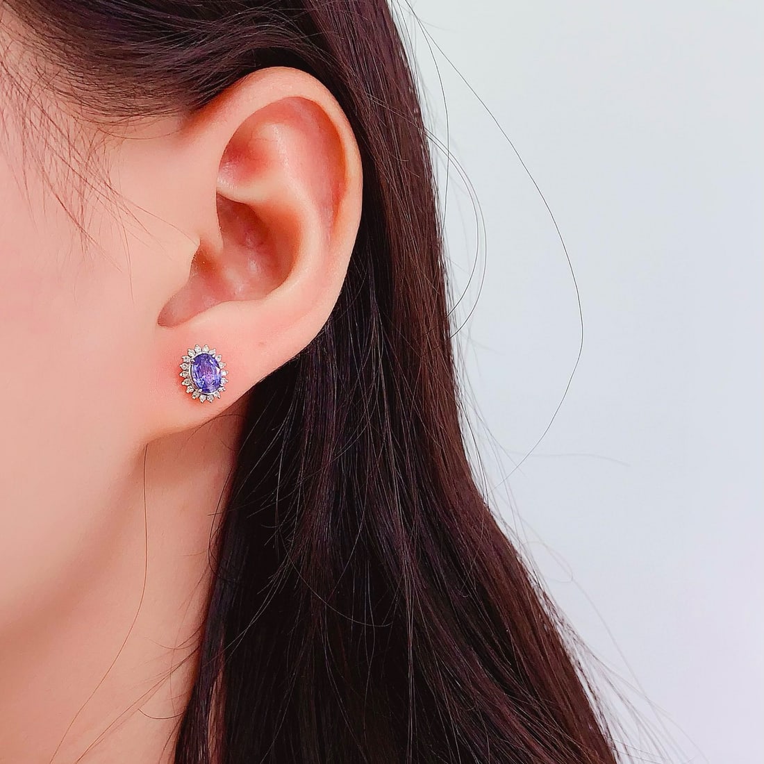 14k Gold 1.5 Ct Natural Sapphire & Diamond Earrings - 5