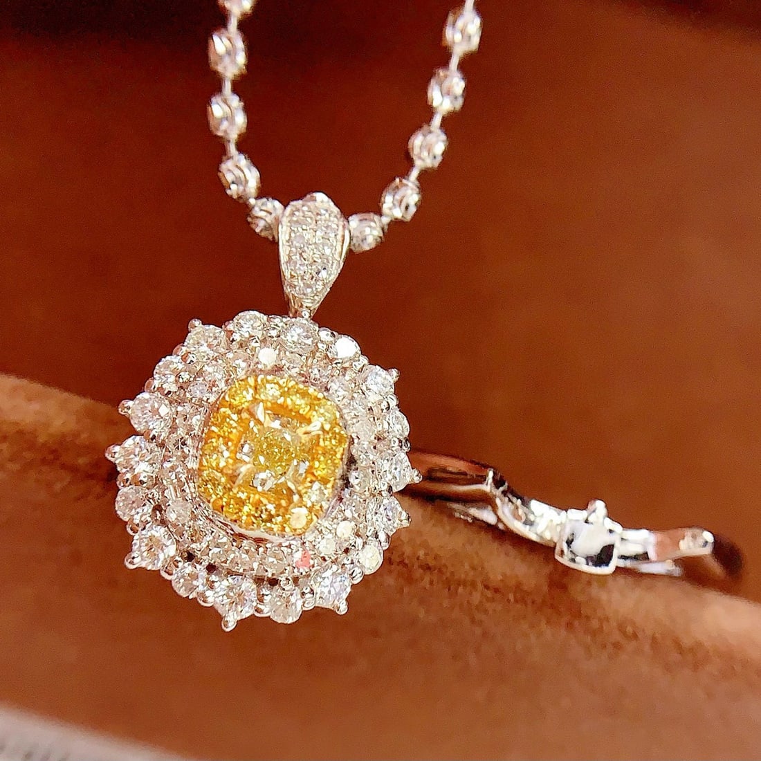 14k Gold 0.26 Ct Natural Yellow Diamond & Diamond Ring/pendant( Without Chain ) - 4