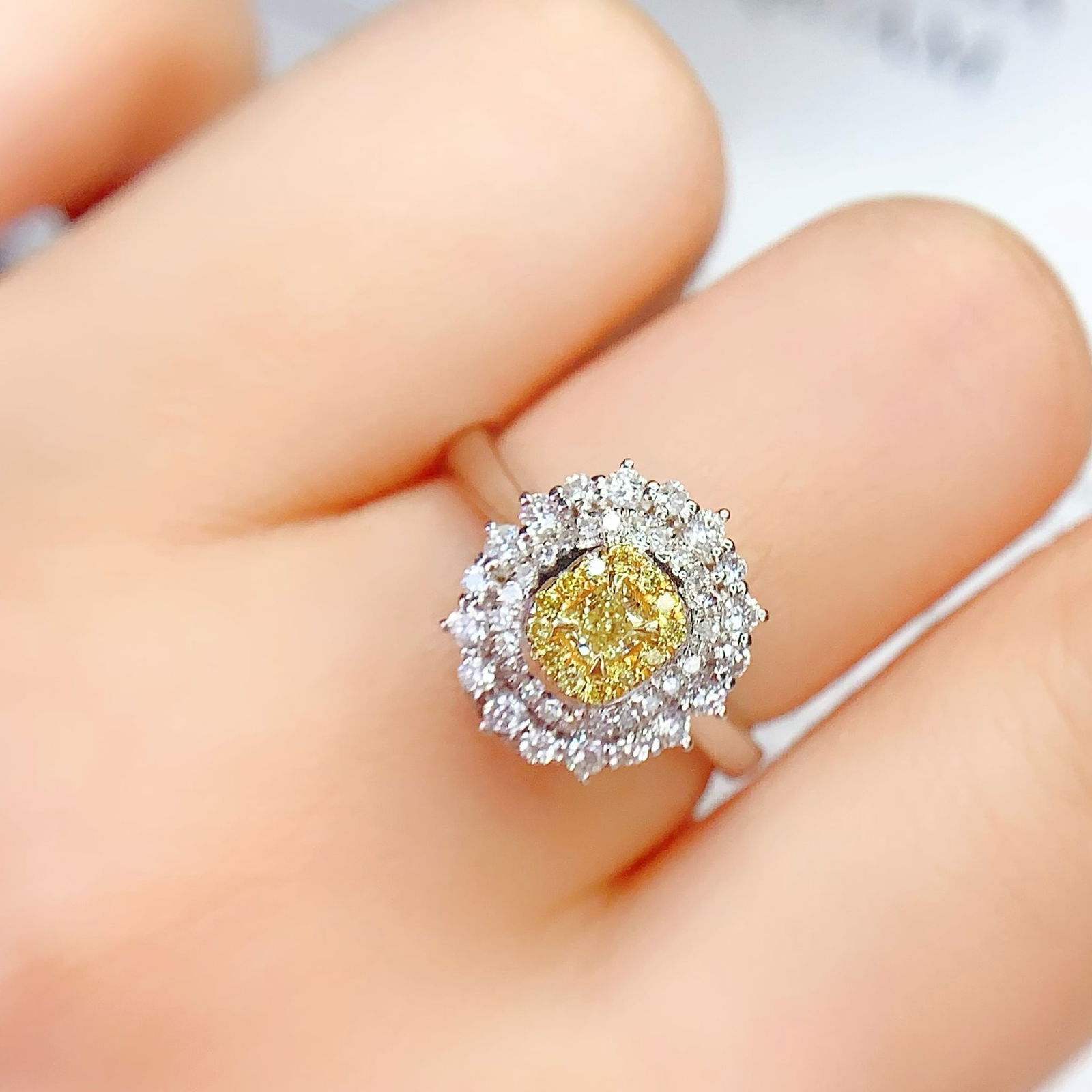 14k Gold 0.26 Ct Natural Yellow Diamond & Diamond Ring/pendant( Without Chain ) - 6