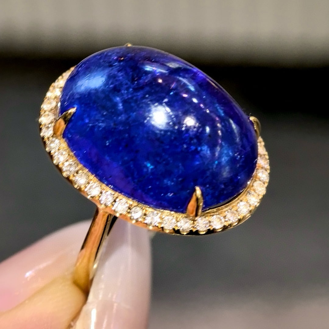 14k Gold 21.62 Ctw Natural Tanzanite & Diamond Ring - 3