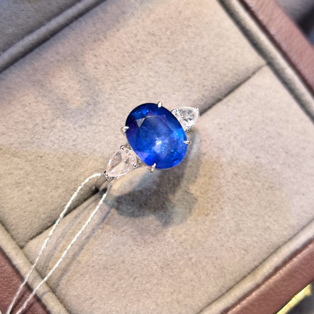 14k Gold 3.28 Ctw Natural Sapphire & Diamond Ring - 3