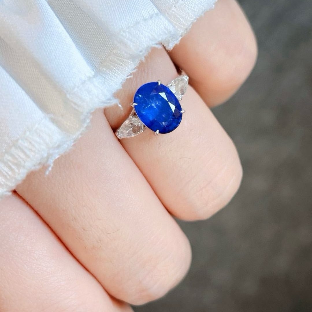 14k Gold 3.28 Ctw Natural Sapphire & Diamond Ring - 6