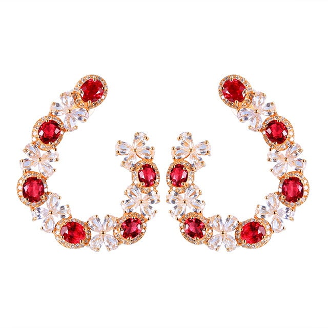 14k Gold 3.73 Ctw Natural Ruby & Diamond Earrings - 5
