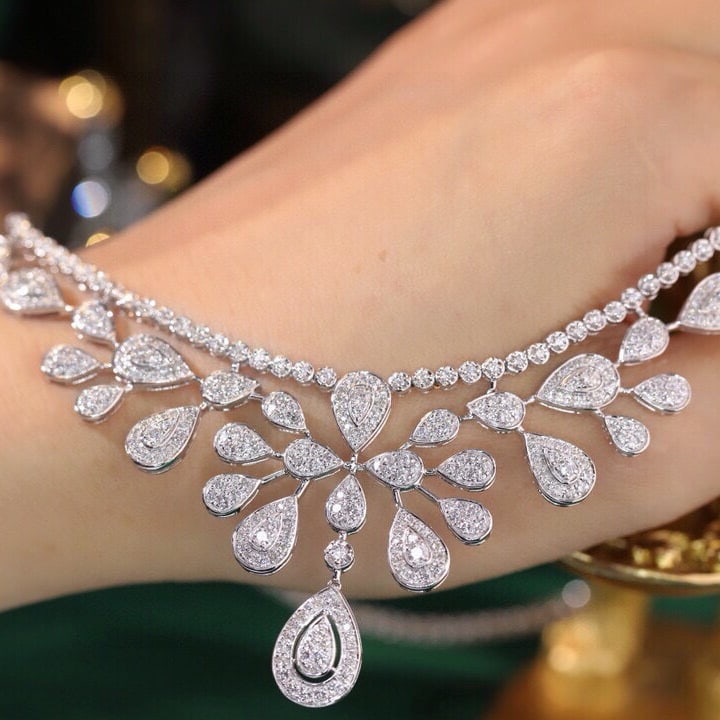 14k Gold 6.5 Ct Natural H Diamond Necklace - 5