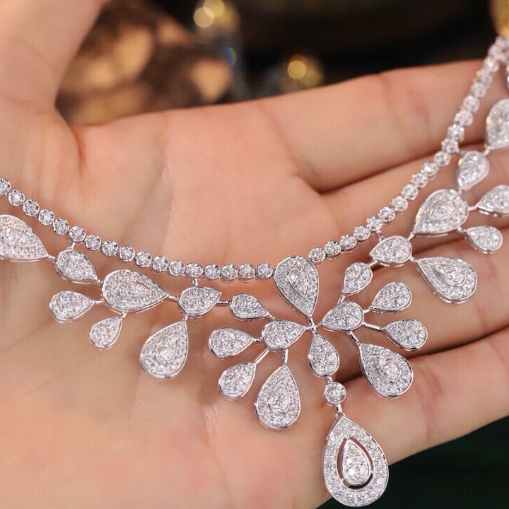 14k Gold 6.5 Ct Natural H Diamond Necklace - 6