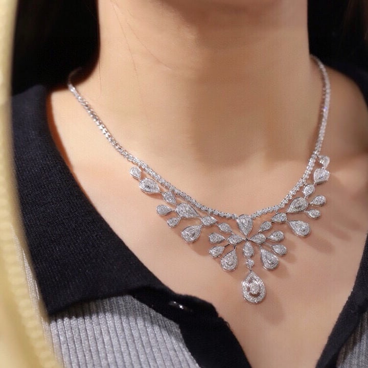 14k Gold 6.5 Ct Natural H Diamond Necklace - 7