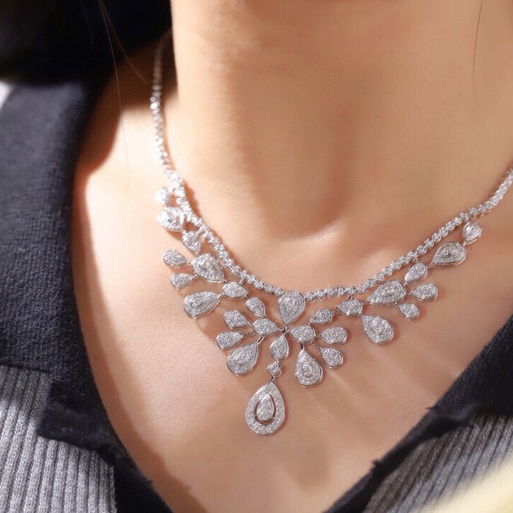 14k Gold 6.5 Ct Natural H Diamond Necklace - 8